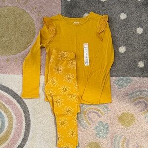 Jumping Beans Mustard Long Sleeve Top with Eyelet Ruffles